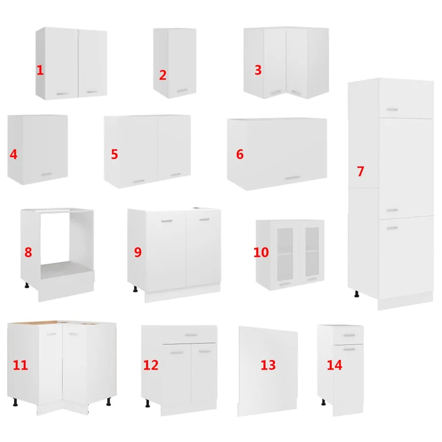 Ensemble de 14 meubles de cuisine "Lyon" en bois d'ingénierie blanc - 7