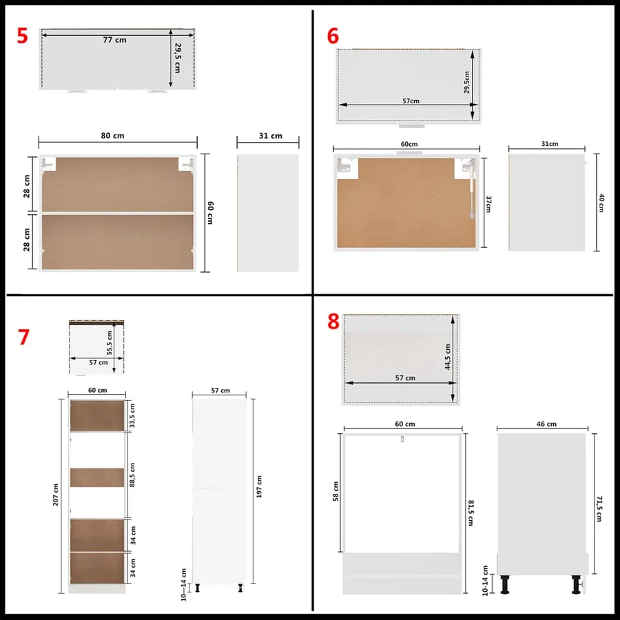 Ensemble de 14 meubles de cuisine "Lyon" en bois d'ingénierie blanc - 9