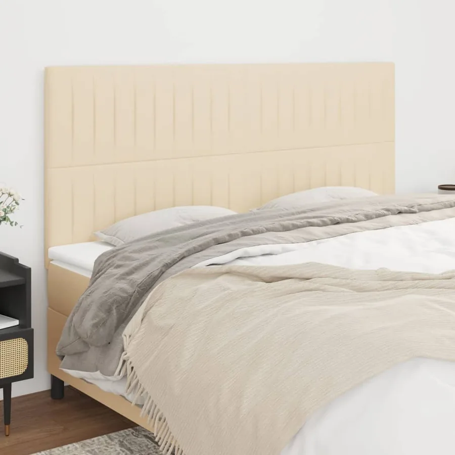 Tête de lit Crème 160x5x118/128 cm Tissu