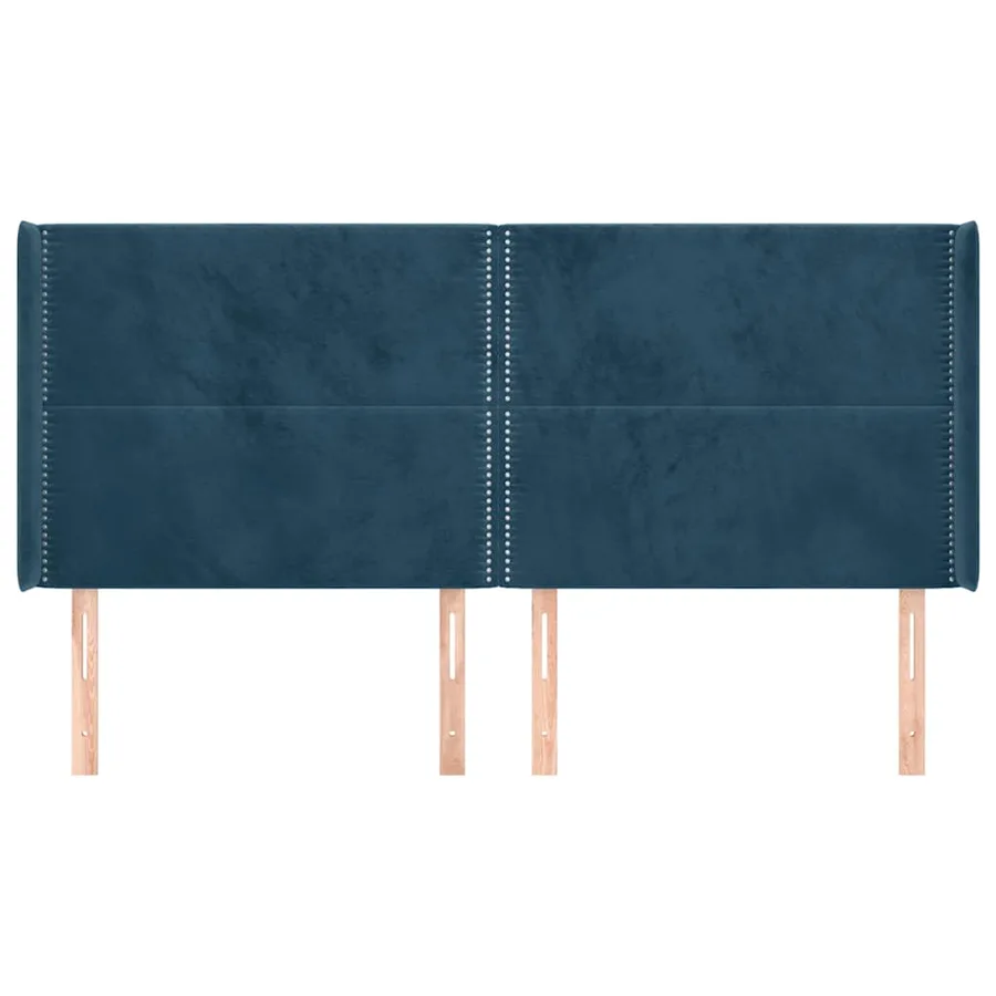 Tête de lit avec oreilles Bleu foncé 163x16x118/128 cm Velours - 3