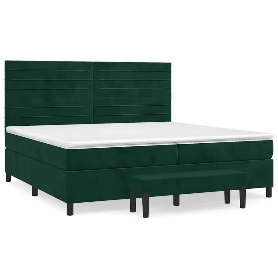 Sommier à lattes de lit et matelas Vert foncé 200x200cm Velours - 2