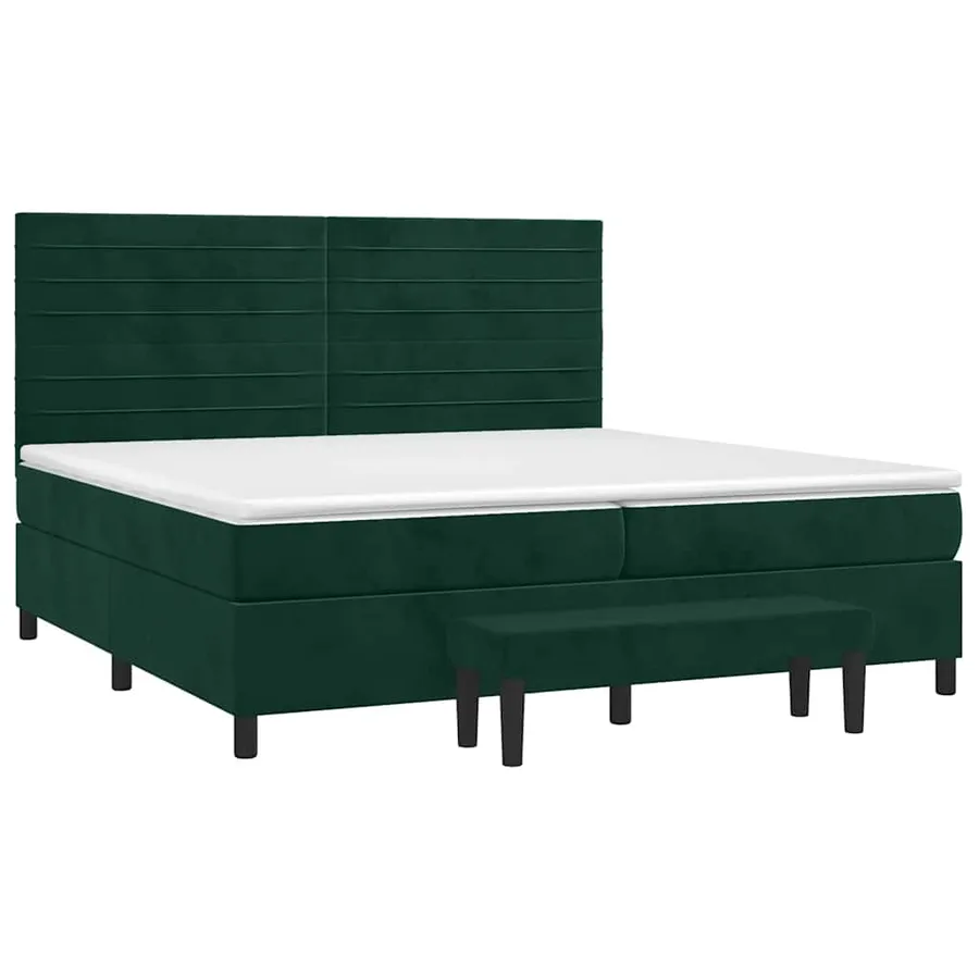 Sommier à lattes de lit et matelas Vert foncé 200x200cm Velours - 3