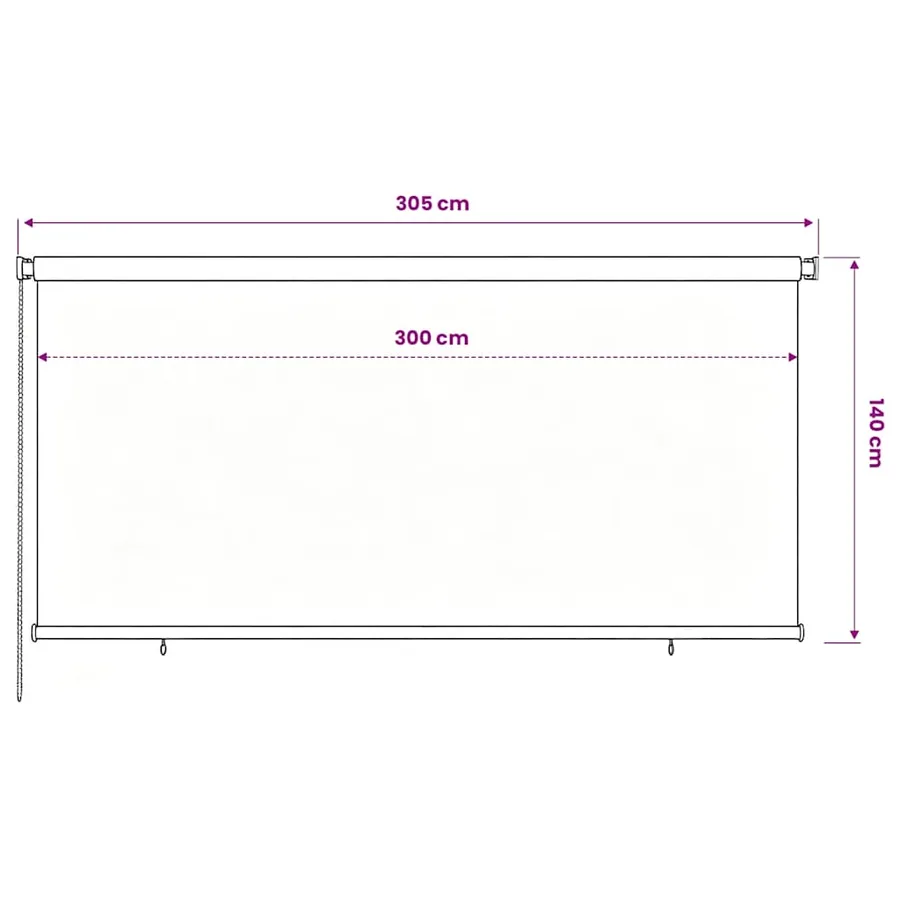 Store roulant d'extérieur 305 (l) x 140 (H) cm marron HDPE - 6