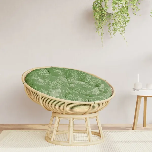 Coussin rond à motif de feuilles Ø 100 x11 cm tissu oxford