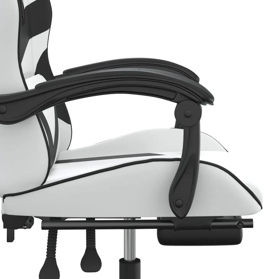 Chaise de jeu avec repose-pied Blanc et noir Similicuir - 10