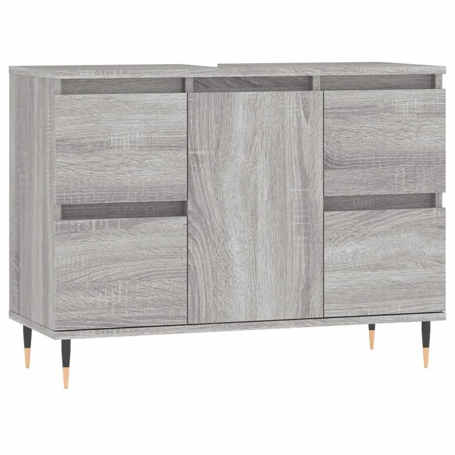 Armoire salle de bain sonoma gris 80x33x60 cm bois d'ingénierie - 2