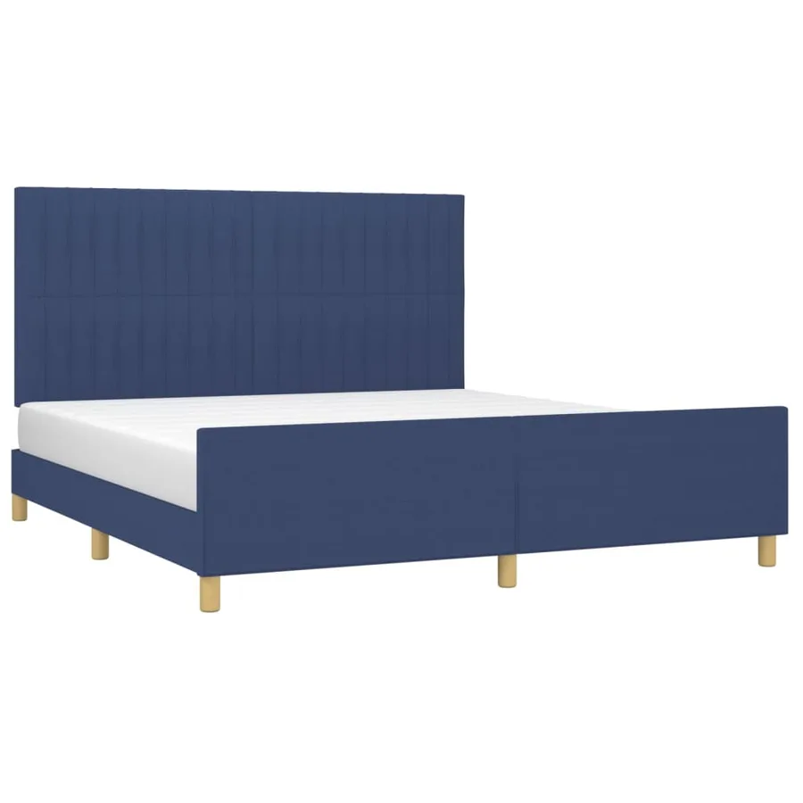 Cadre de lit sans matelas bleu 160x200 cm tissu - 3