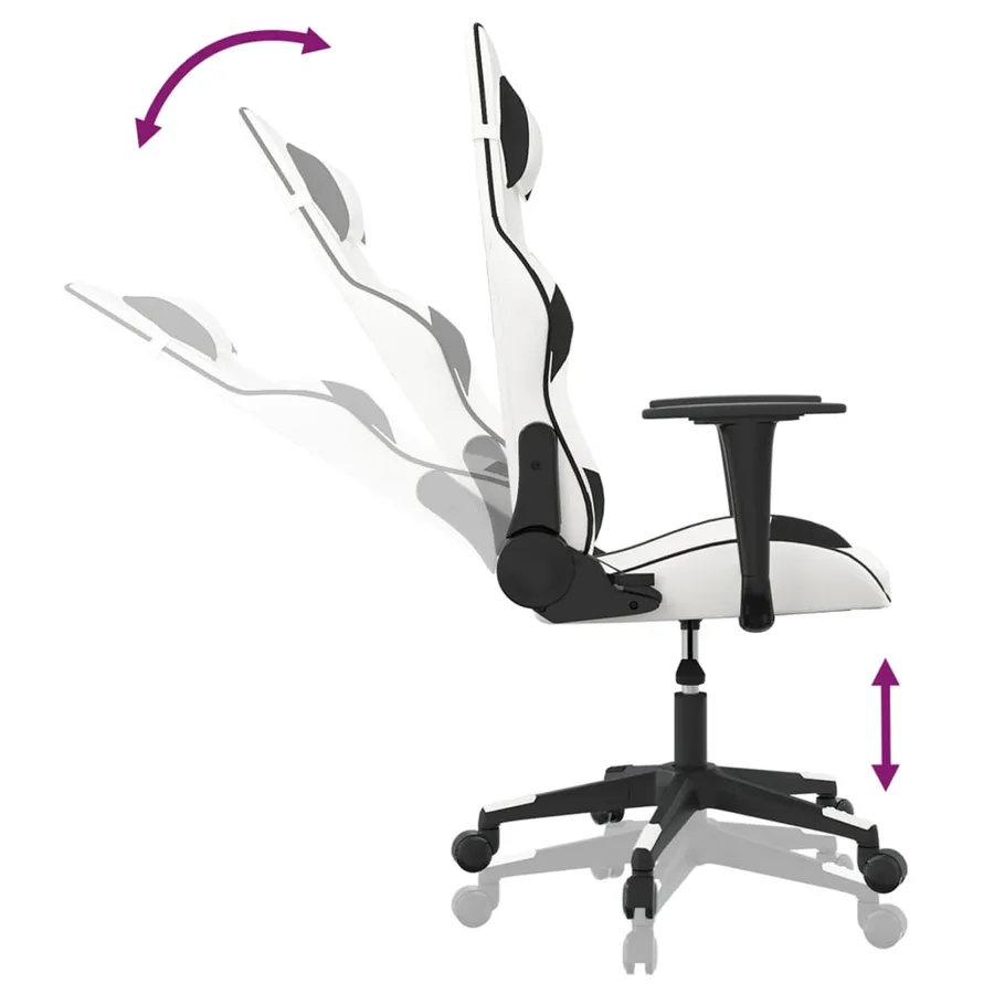 Chaise de jeu Blanc et noir Similicuir - 6