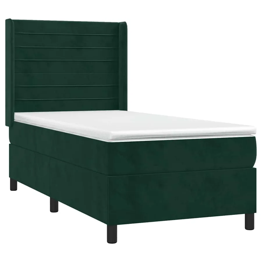 Sommier à lattes de lit et matelas et LED Vert foncé 90x200cm - 4