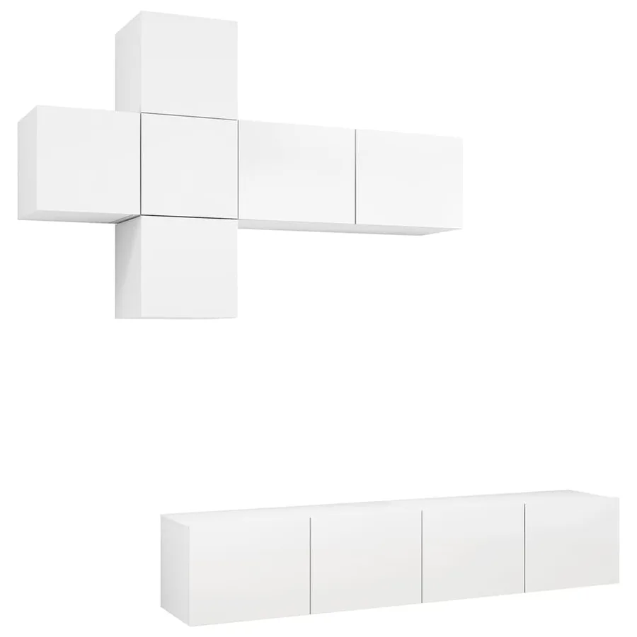 Ensemble de meuble TV 7 pcs Blanc Bois d'ingénierie - 2