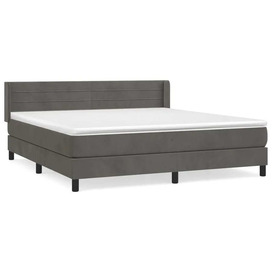 Sommier à lattes de lit et matelas Gris foncé 160x200cm Velours - 2