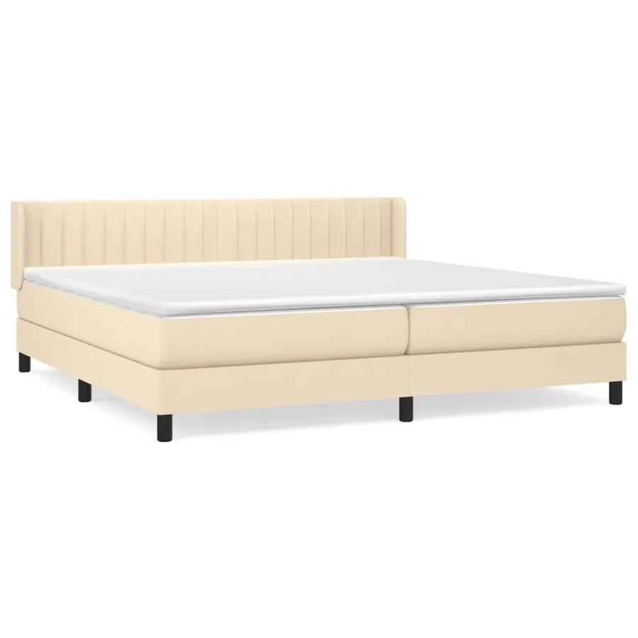 Sommier à lattes de lit avec matelas Crème 200x200 cm Tissu - 2