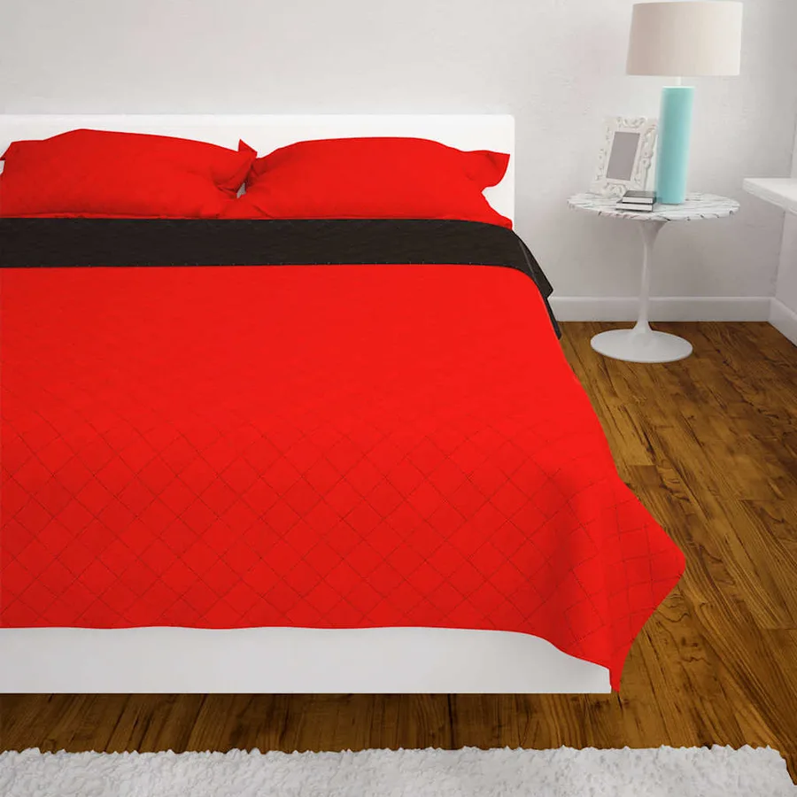 Couvre-lit matelassé double-face Rouge et noir 170x210 cm - 4