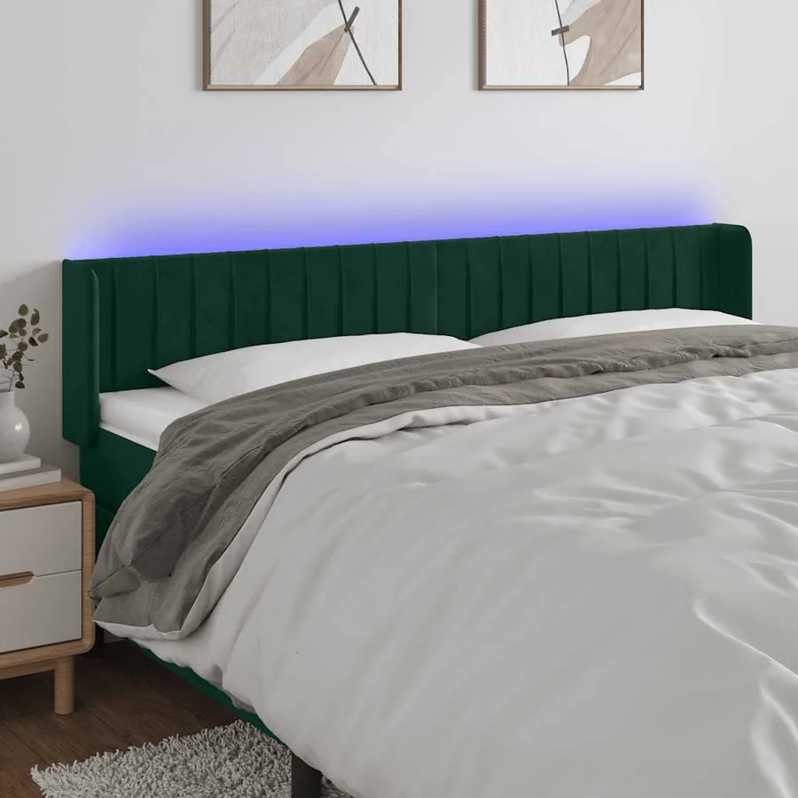 Tête de lit à LED Vert foncé 183x16x78/88 cm Velours