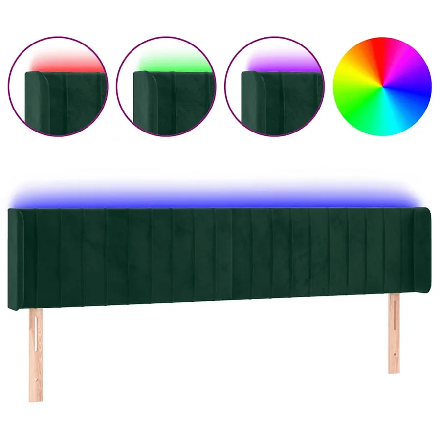 Tête de lit à LED Vert foncé 183x16x78/88 cm Velours - 2