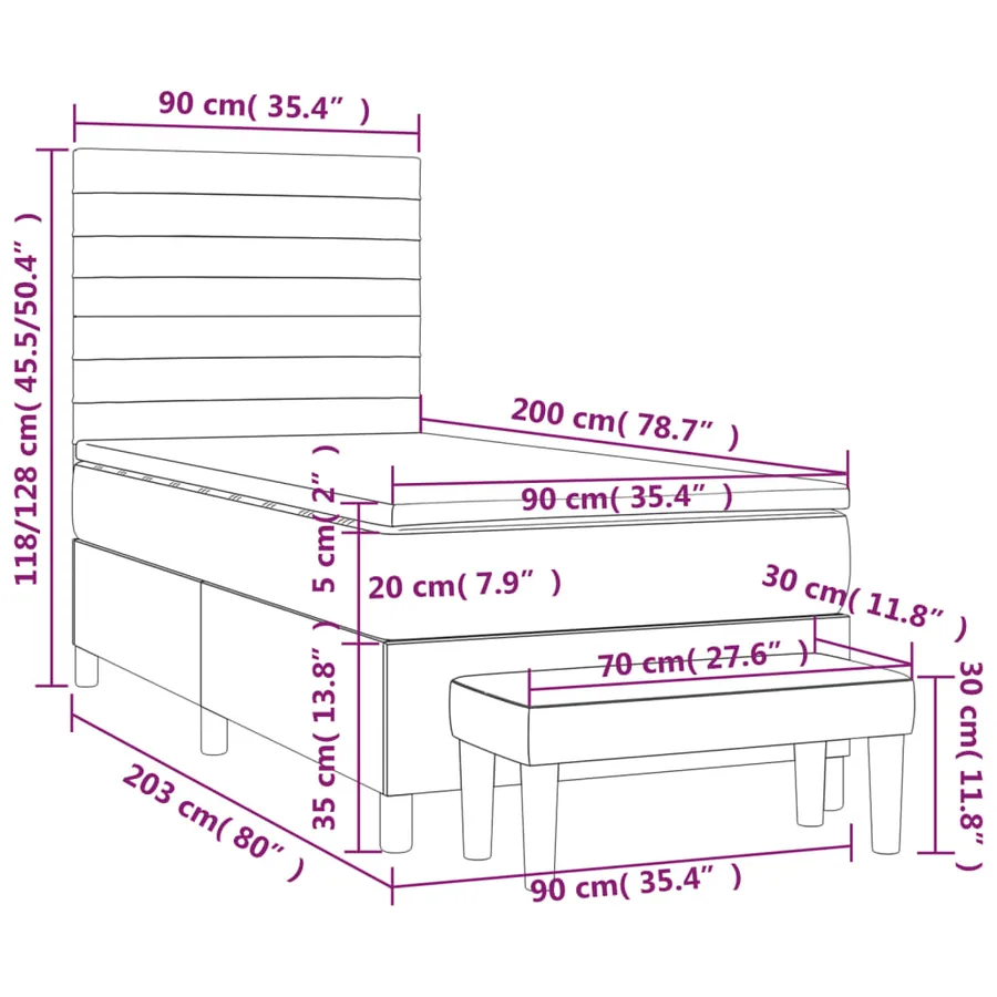 Sommier à lattes de lit avec matelas Marron foncé 90x200 cm - 8