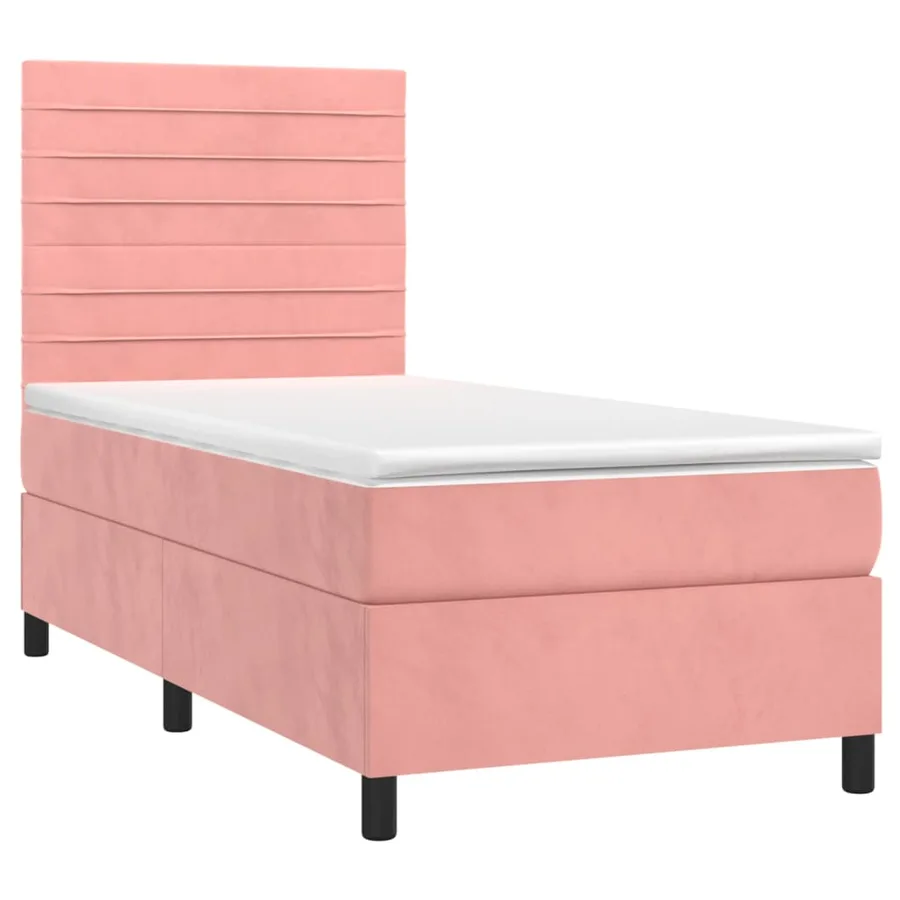 Sommier à lattes de lit avec matelas Rose 90x200 cm Velours - 3