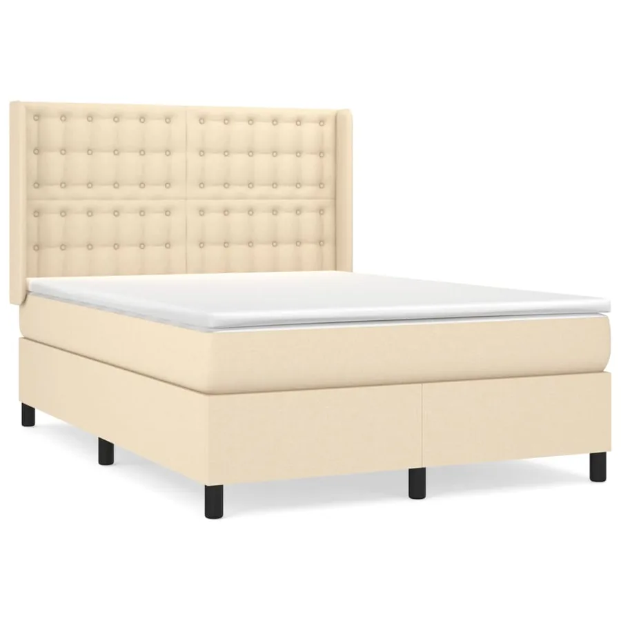 Sommier à lattes de lit avec matelas Crème 140x190 cm Tissu - 2