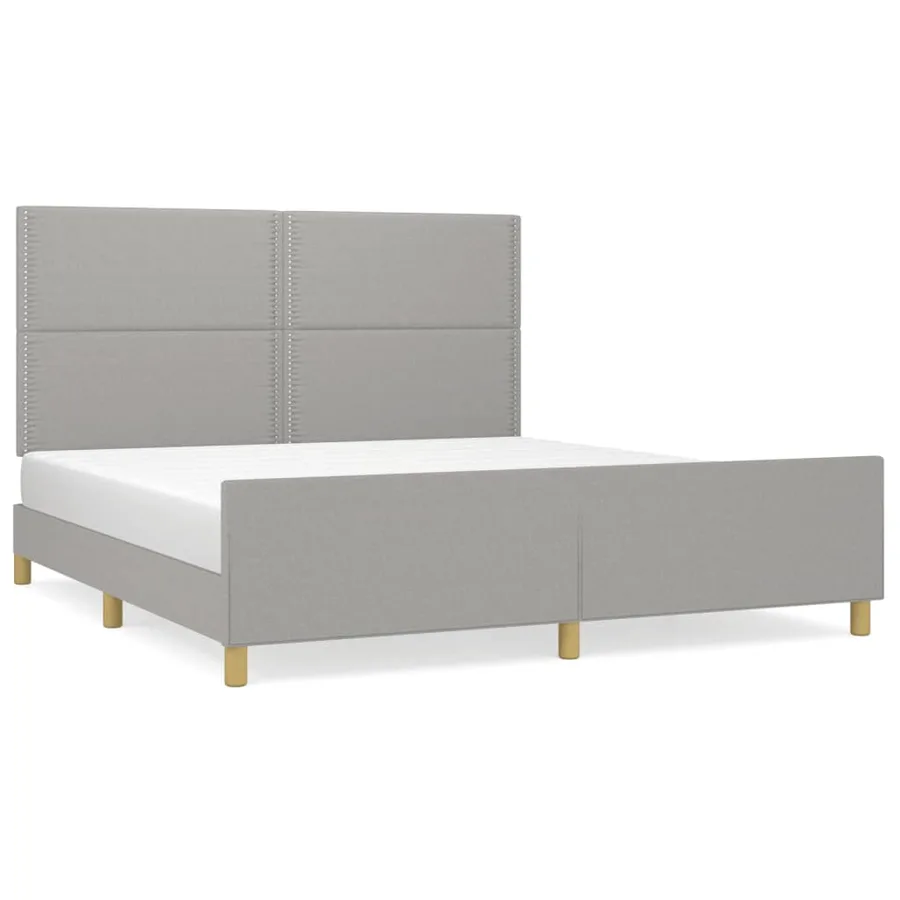 Cadre de lit sans matelas gris clair 180x200 cm tissu - 2