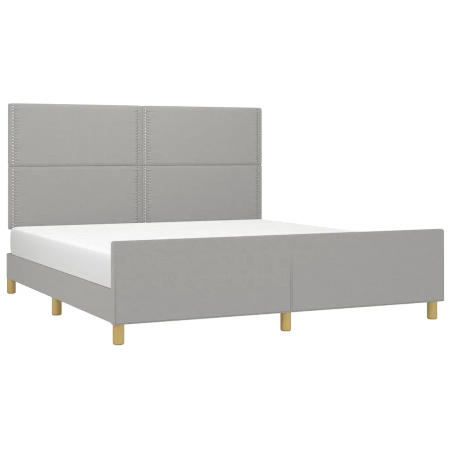Cadre de lit sans matelas gris clair 180x200 cm tissu - 3