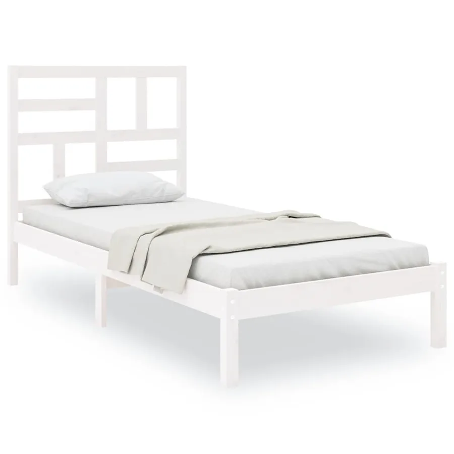 Cadre de lit sans matelas blanc bois massif 90x190 cm - 2