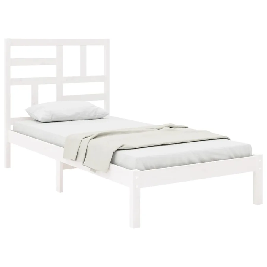 Cadre de lit sans matelas blanc bois massif 90x190 cm - 3