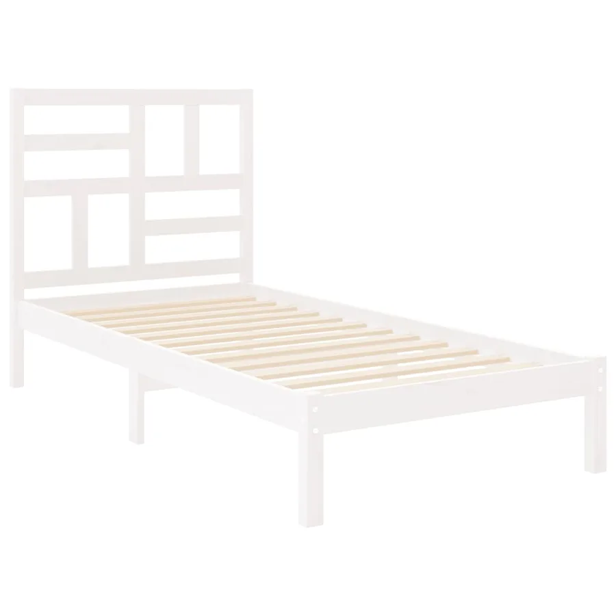 Cadre de lit sans matelas blanc bois massif 90x190 cm - 4