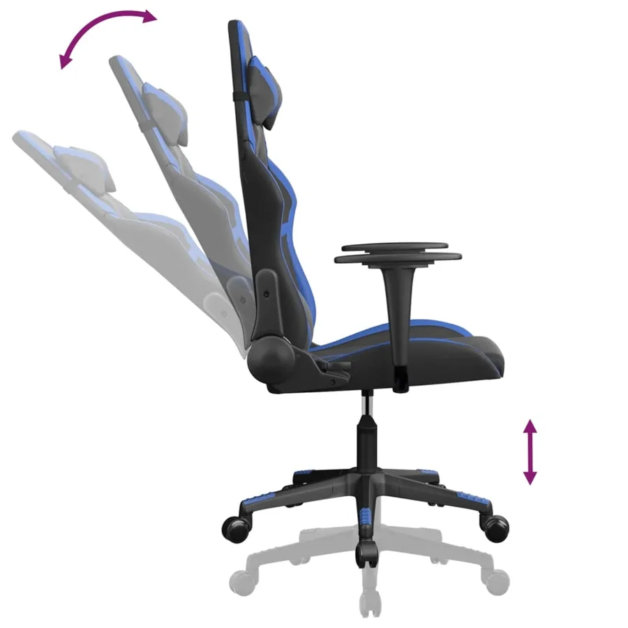 Chaise de jeu Noir et bleu Similicuir - 6