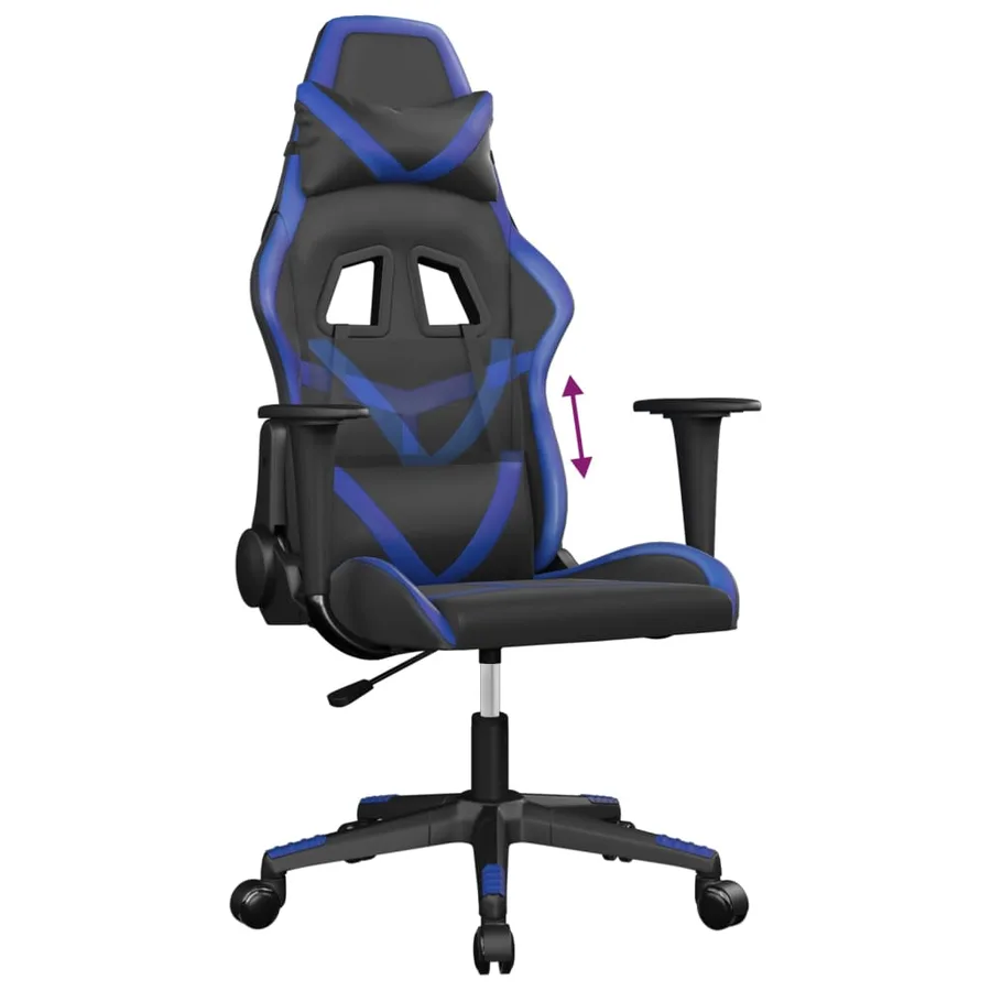 Chaise de jeu Noir et bleu Similicuir - 7