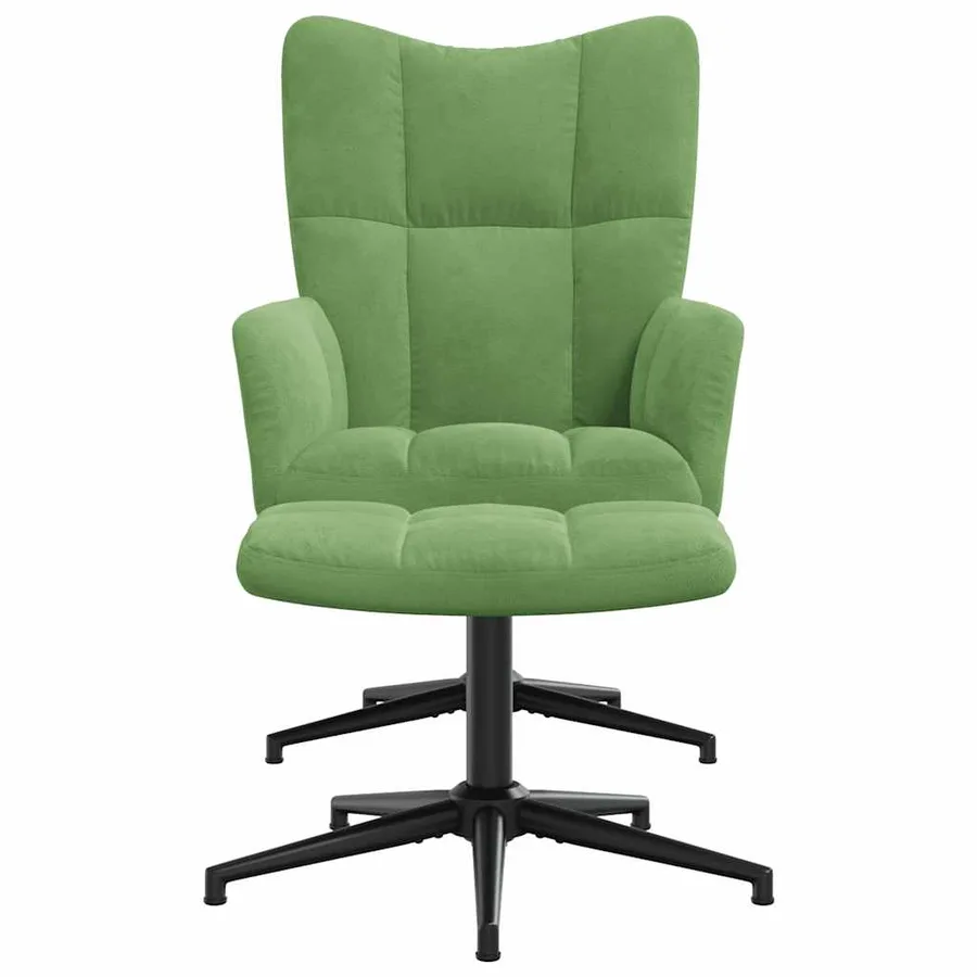 Chaise de relaxation avec tabouret Vert clair Velours - 3