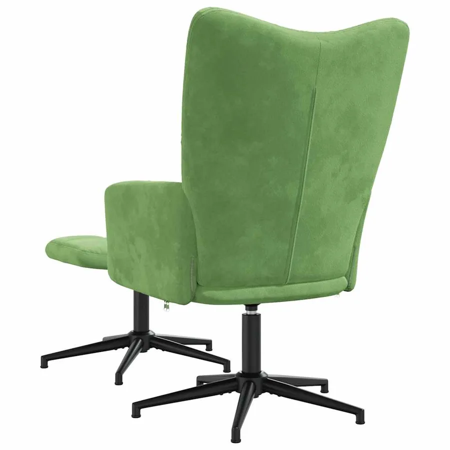 Chaise de relaxation avec tabouret Vert clair Velours - 5