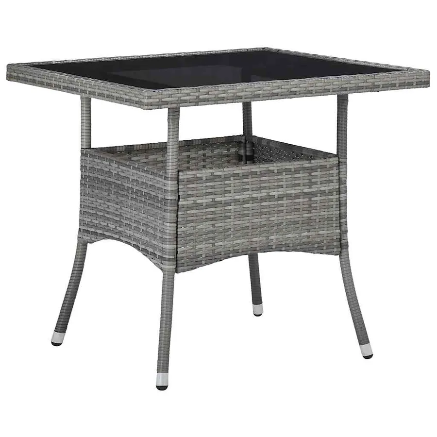 Ensemble à Manger jardin 5 pcs résine tressée verre trempé Gris - 3