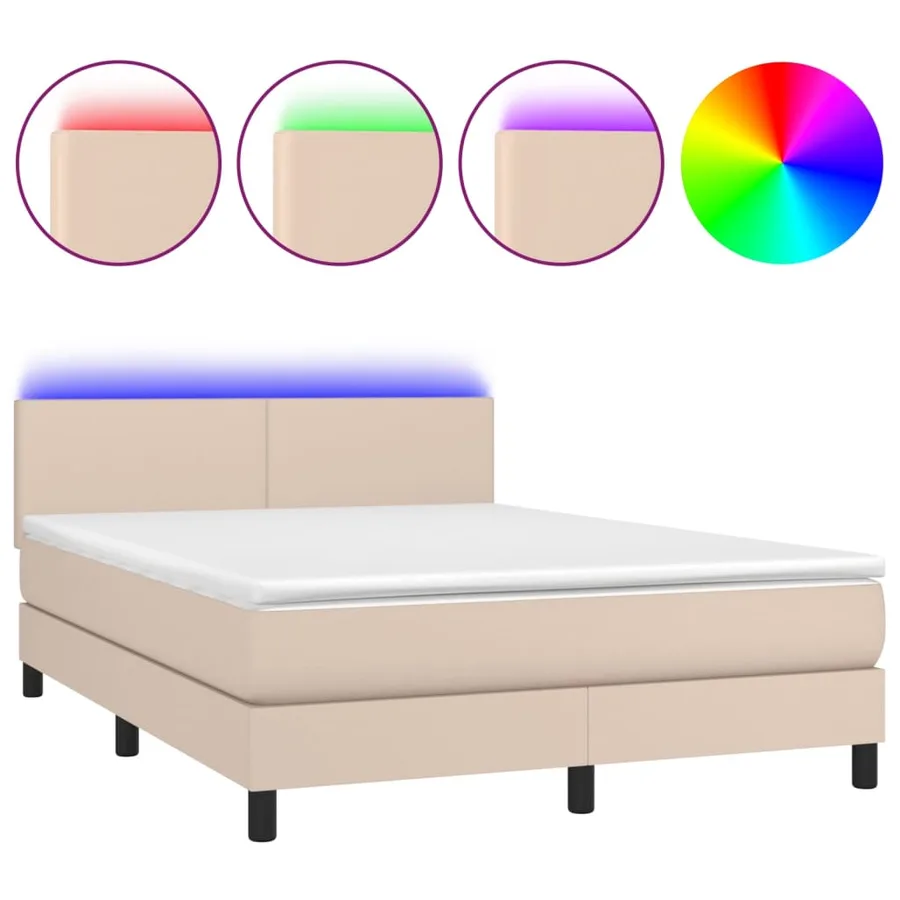 Sommier à lattes de lit avec matelas LED Cappuccino 140x190 cm - 2