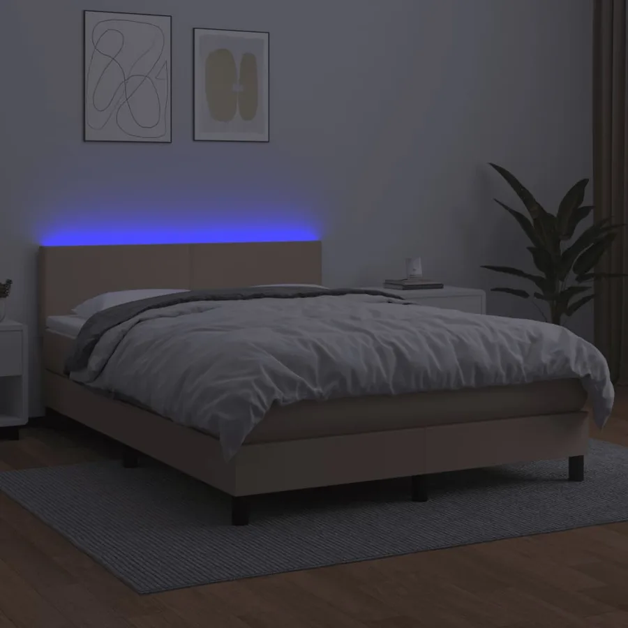 Sommier à lattes de lit avec matelas LED Cappuccino 140x190 cm - 4