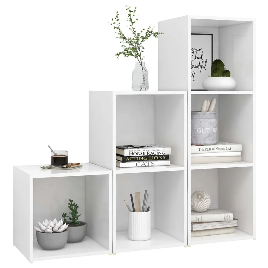 Ensemble de meubles TV 3 pcs Blanc Bois d'ingénierie - 3