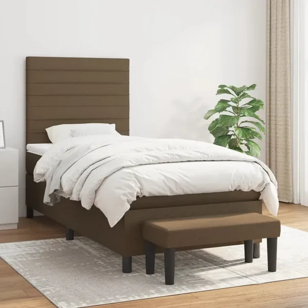 Sommier à lattes de lit avec matelas Marron foncé 80x200 cm