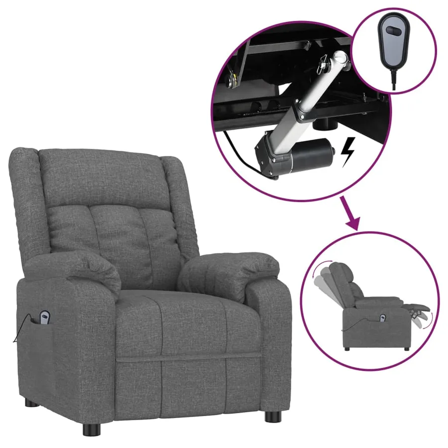 Fauteuil inclinable électrique Gris foncé Tissu - 2