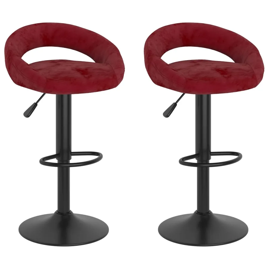 Tabourets de bar lot de 2 rouge vin velours