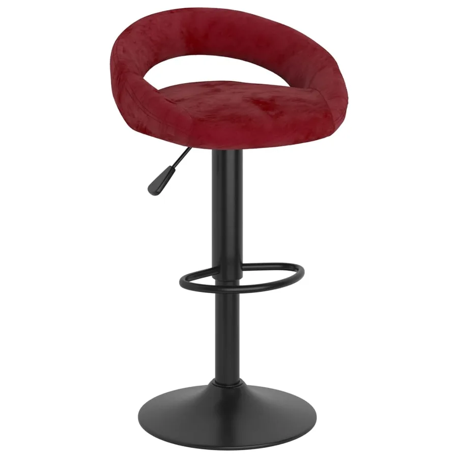Tabourets de bar lot de 2 rouge vin velours - 2