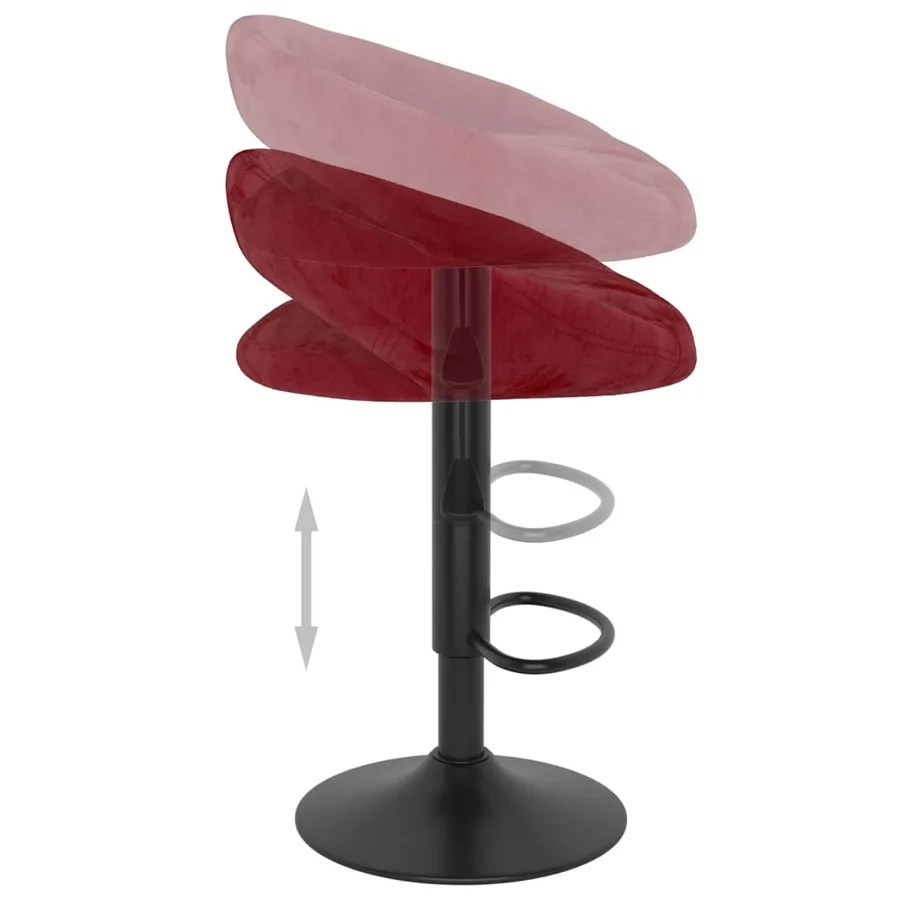 Tabourets de bar lot de 2 rouge vin velours - 6