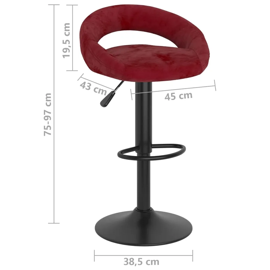 Tabourets de bar lot de 2 rouge vin velours - 8