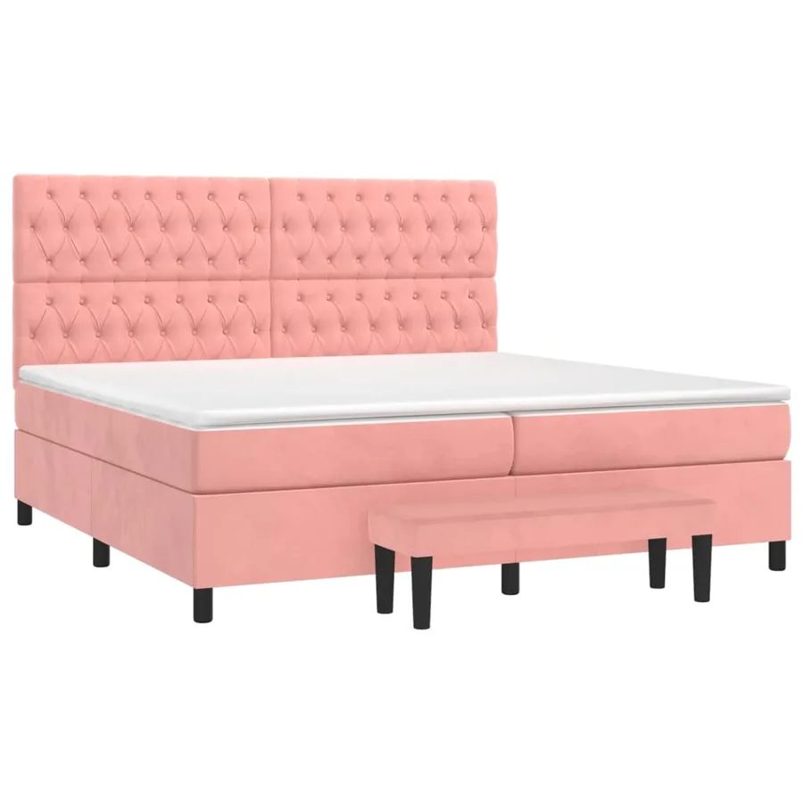 Sommier à lattes de lit avec matelas Rose 200x200 cm Velours - 3