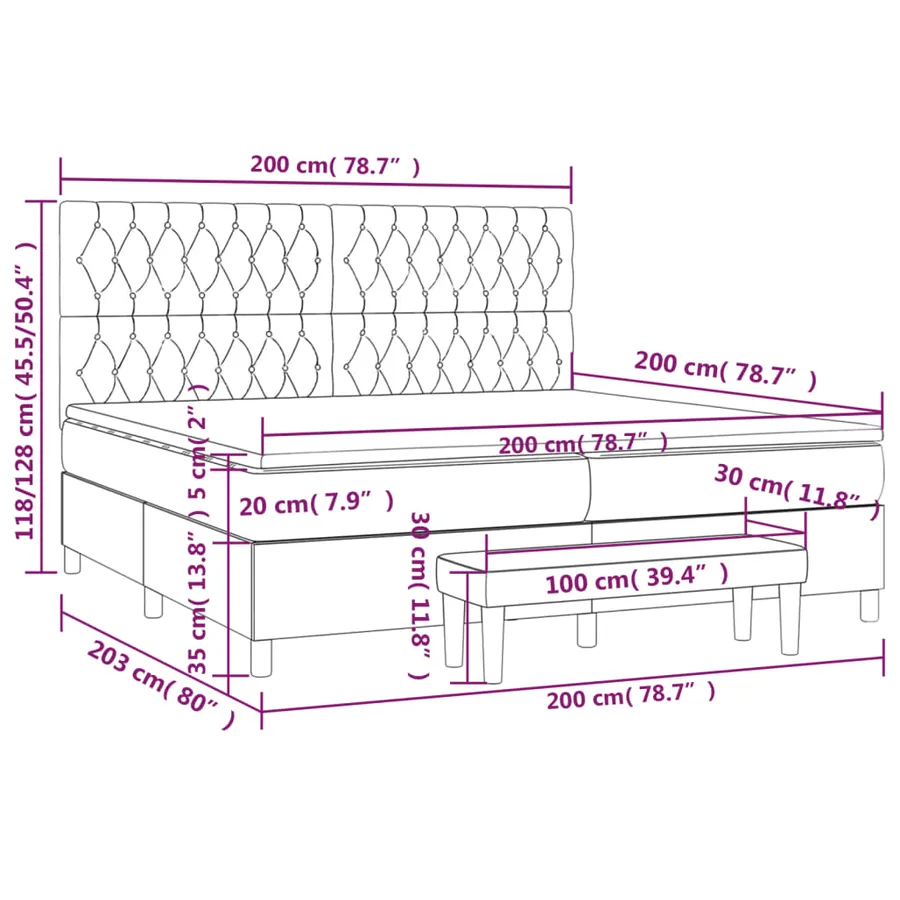 Sommier à lattes de lit avec matelas Rose 200x200 cm Velours - 8