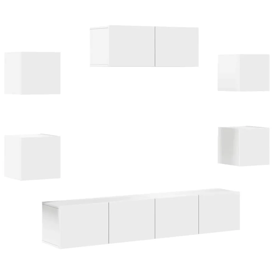 Ensemble de meubles TV 7 pcs Blanc Bois d'ingénierie - 2