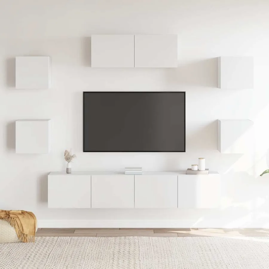 Ensemble de meubles TV 7 pcs Blanc Bois d'ingénierie - 3
