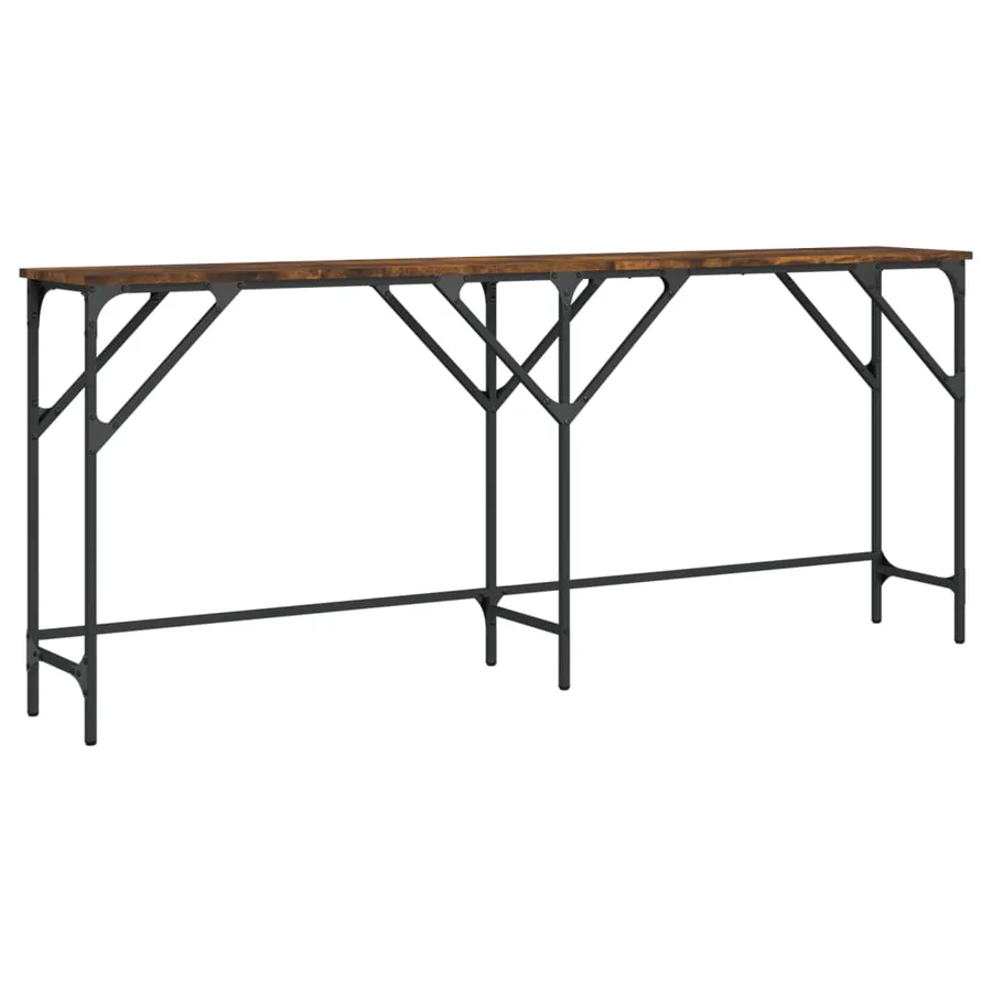Table console chêne fumé 180x29x75 cm bois d'ingénierie - 2