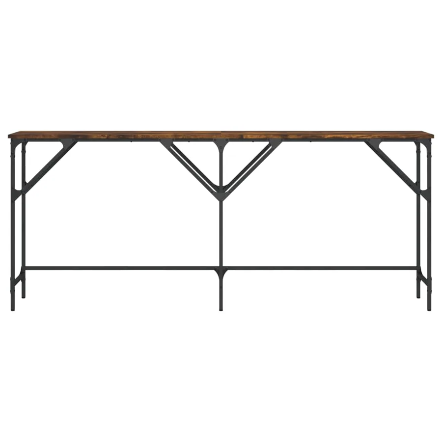 Table console chêne fumé 180x29x75 cm bois d'ingénierie - 4
