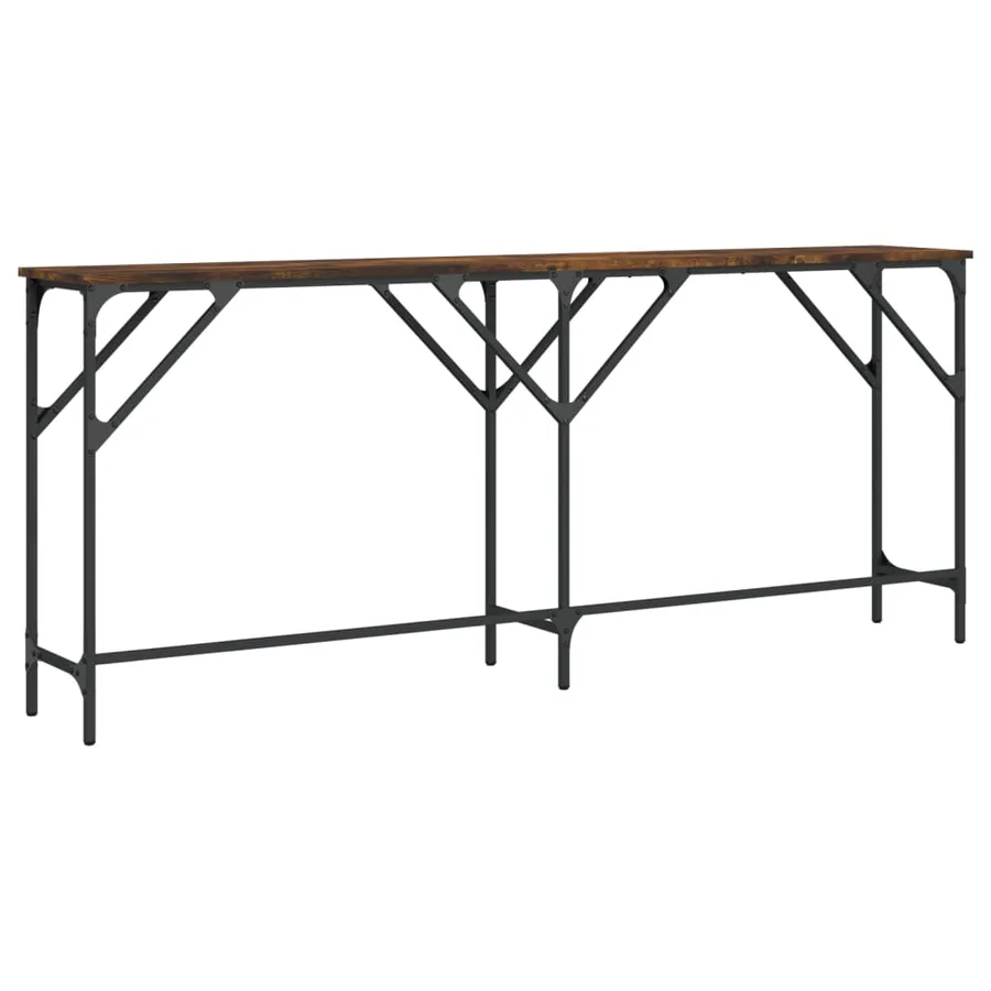 Table console chêne fumé 180x29x75 cm bois d'ingénierie - 6