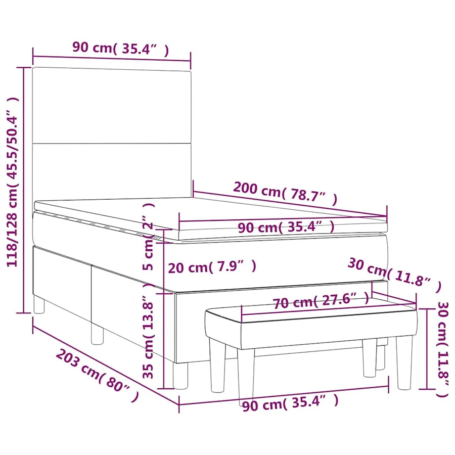 Sommier à lattes de lit avec matelas Vert foncé 90x200 cm - 9