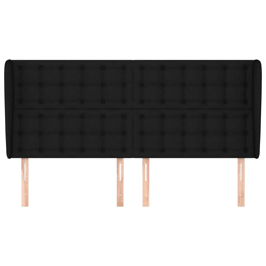 Tête de lit avec oreilles Noir 163x23x118/128 cm Tissu - 3
